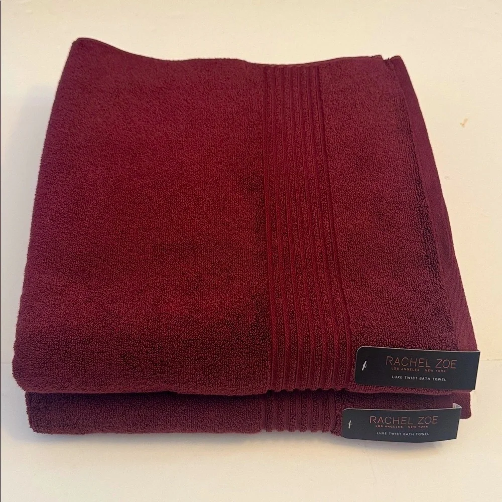 8pc RACHEL ZOE Luxe Twist Bath Towel Set - MERLOTMG - Cotton/Rayon From Bamboo